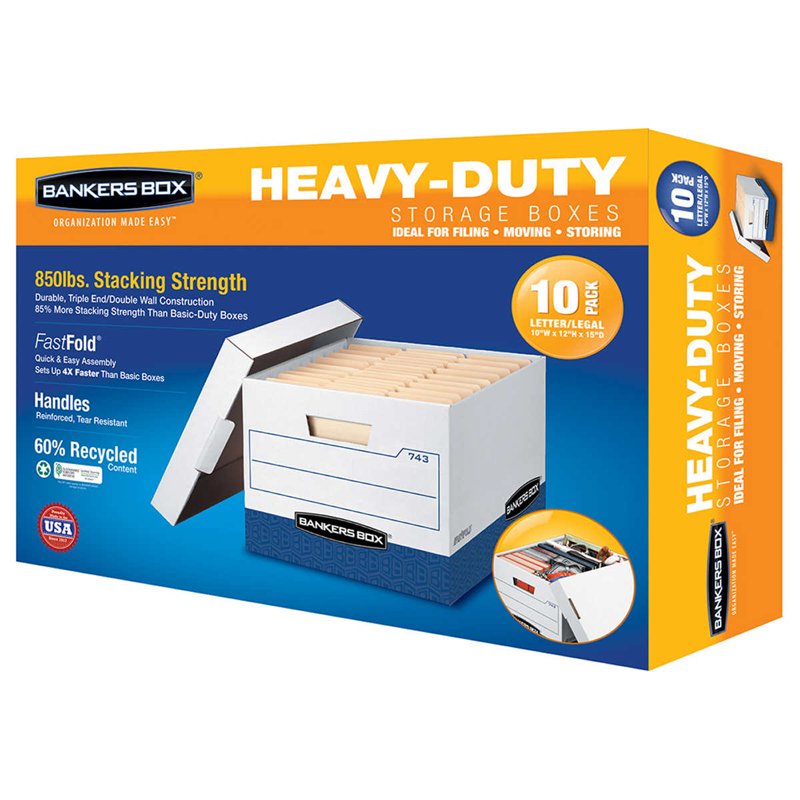 Heavy Duty File Storage Boxes 10-Pack - Durable Letter & Legal Size