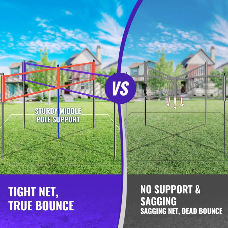 4-Way Volleyball Net Set - Adjustable Height for Backyard & Beach Games