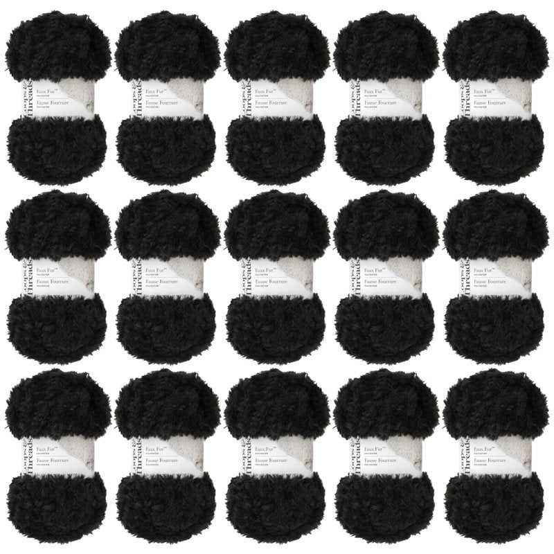 Faux Fur Yarn Bulk Pack for Knitting Crochet & Weaving - Super Bulky 15 Pack