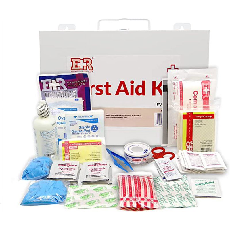 First Aid Kit for 25 People with Metal Case - OSHA Compliant, 107 Supplies