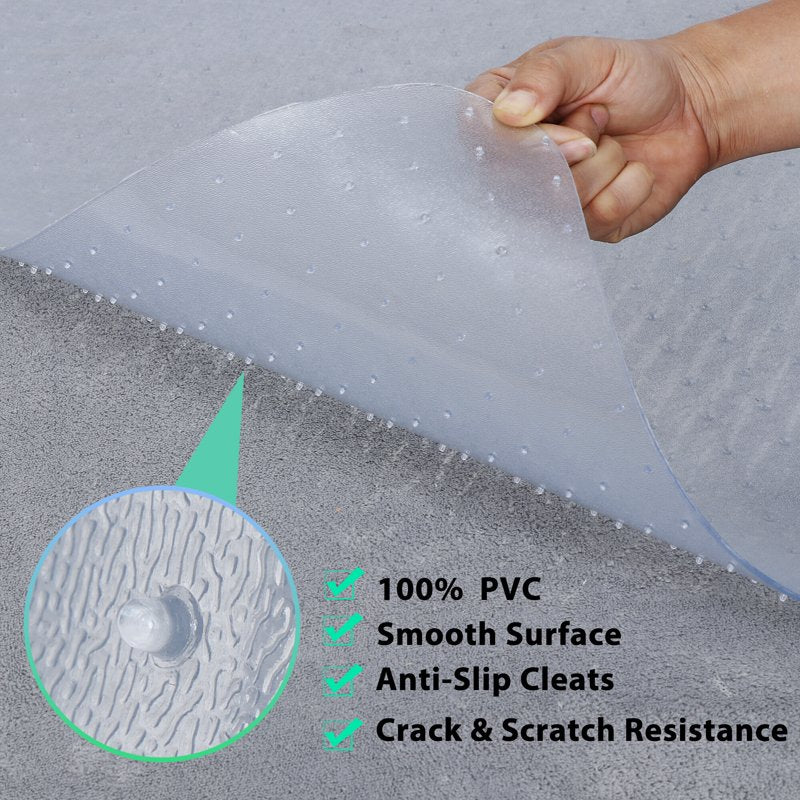 Office Chair Floor Mat for Carpet 46x60 Inches - White, Anti-Slip Protector