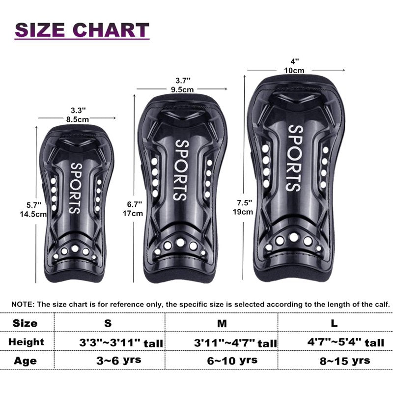 JXR Soccer Shin Guards for Kids - 1 Pair with Socks, Size S/M/L (Variation: Black 1 Pack) - Ages 3-12