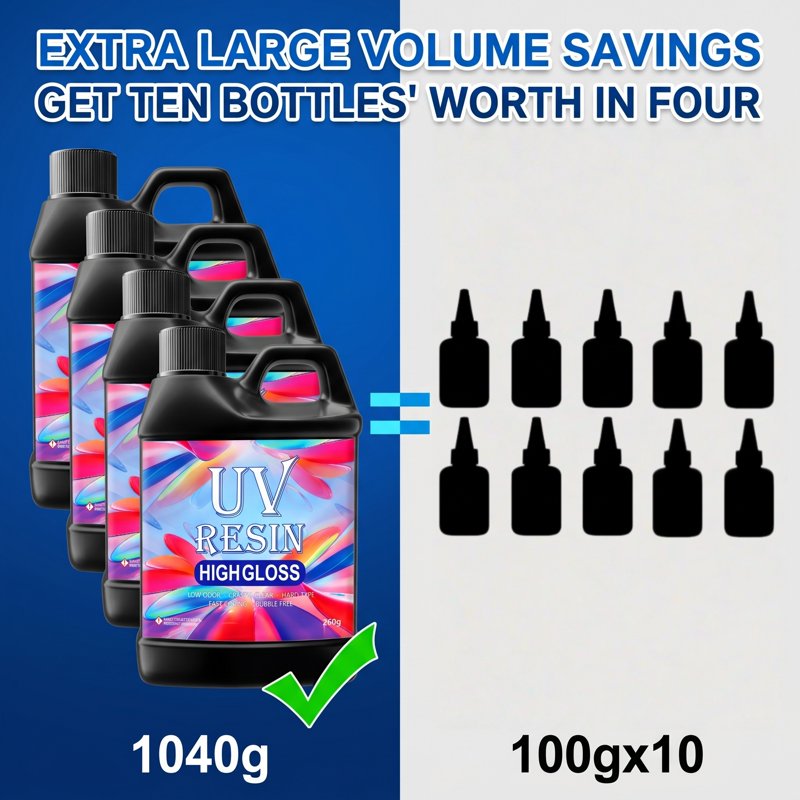 UV Resin Kit 1040g Hard Crystal Clear Jewelry Making Crafts with UV Lamp