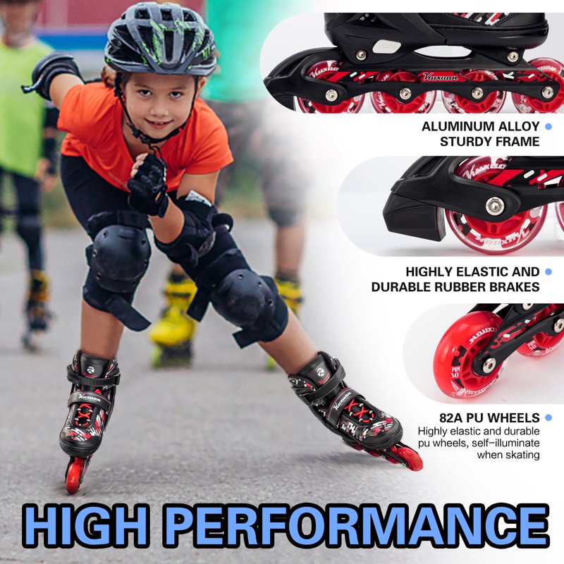 Kids & Adults Adjustable Light-Up Inline Skates for Outdoor Fun