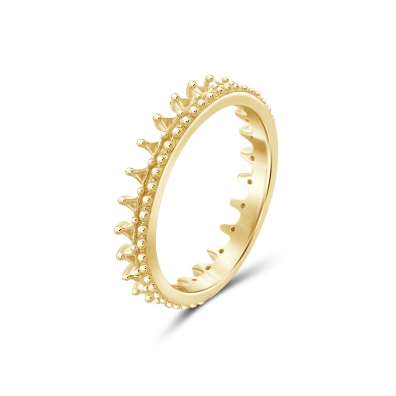 14K Gold Plated Silver Crown Ring for Women - Dainty Promise Jewelry Size 7