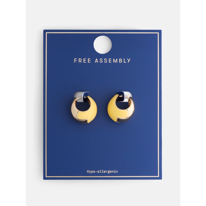 Two-Tone Hoop Earrings for Women - Hypoallergenic Gold & Enamel Design