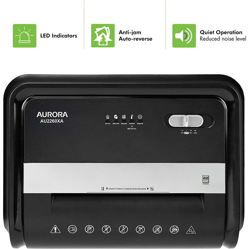 Heavy Duty Crosscut Paper and CD Shredder 22-Sheet Capacity with 7-Gallon Bin