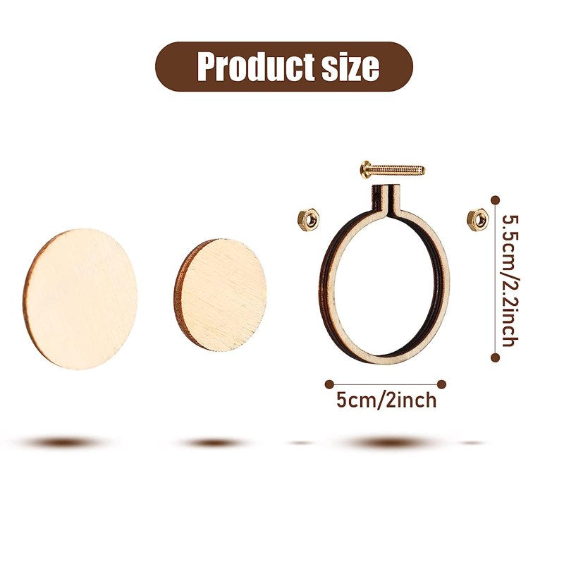 Mini Embroidery Hoop Set - Wooden Cross-Stitch Frames for DIY Crafts, 20 Pieces