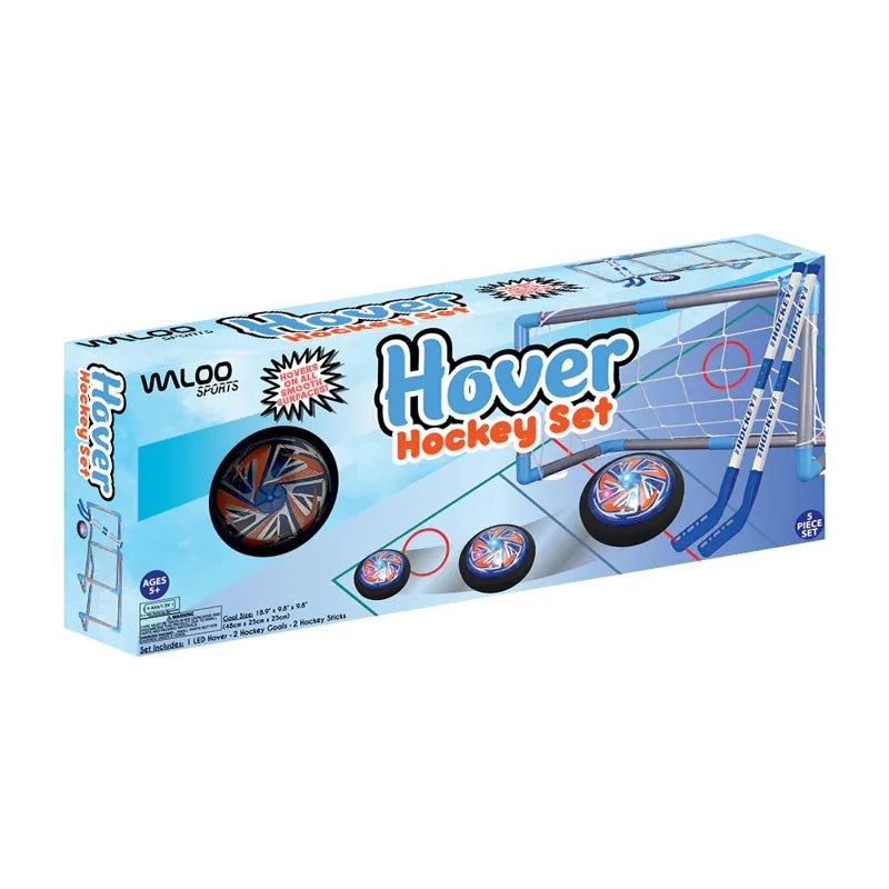 Kids Indoor Outdoor Hockey Set with Hover Puck and Goals - Active Play