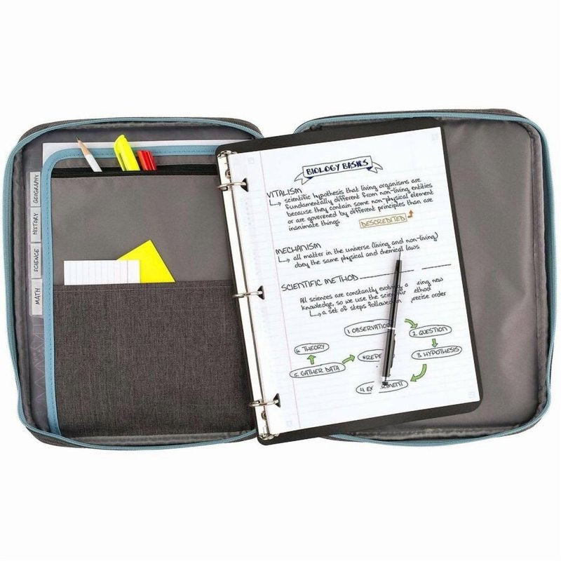 1-Inch Zipper Binder with 225 Sheets, Multi-Colored, Organizer with Pockets
