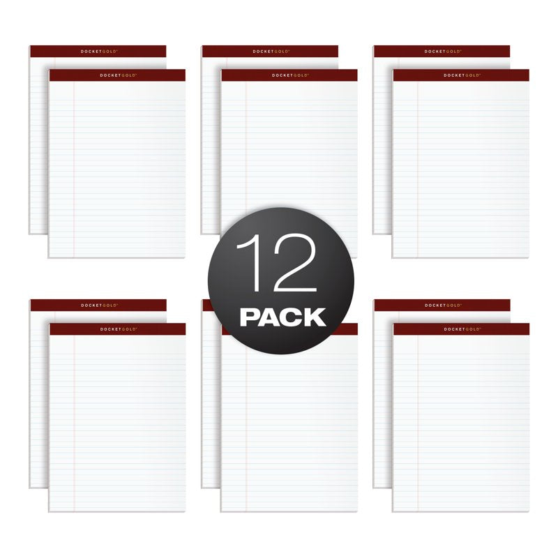 Legal Rule Writing Pads - 8.5 x 11.75 Inch, 50 Sheets, 12 Pack