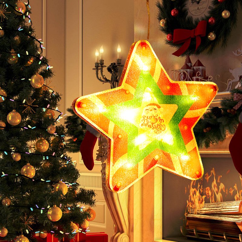 Christmas Window Hanging Lights Decorations with Suction Cups, Battery Operated Indoor Xmas Lights