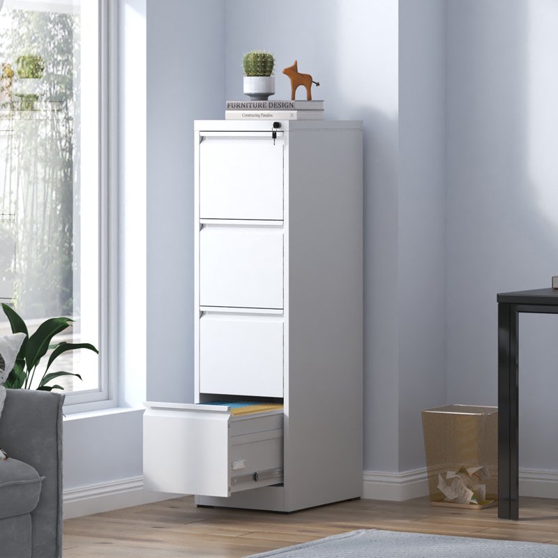 4-Drawer Metal Vertical File Cabinet with Lock for Office & Home Steel Storage