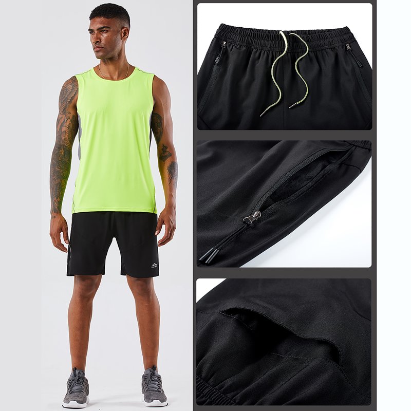 Men's Workout Running Shorts with Zip Pockets - Breathable Quick Dry Fitness Gym Shorts