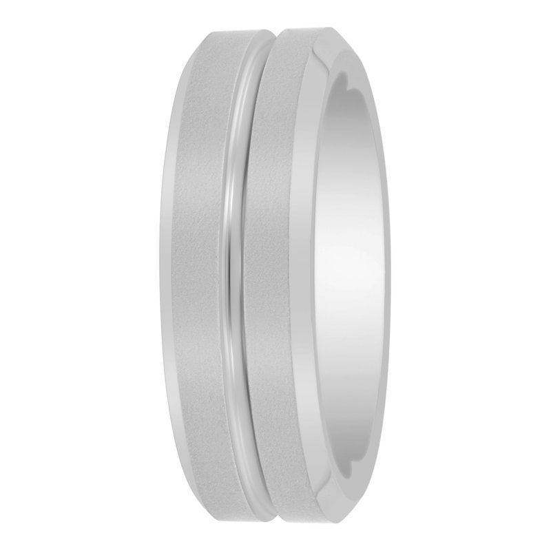 Men's Tungsten 8MM Grooved Comfort Fit Wedding Band - Men's Ring
