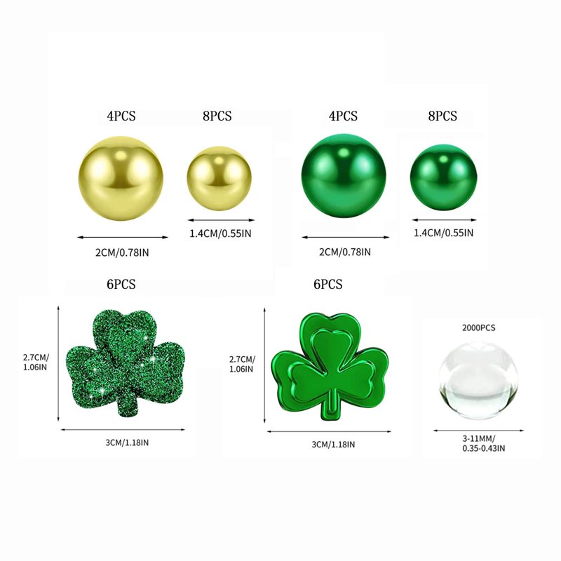 Holiday Vase Filler Set Shamrocks Green Beads & Faux Diamonds for St Patrick's Day Decor