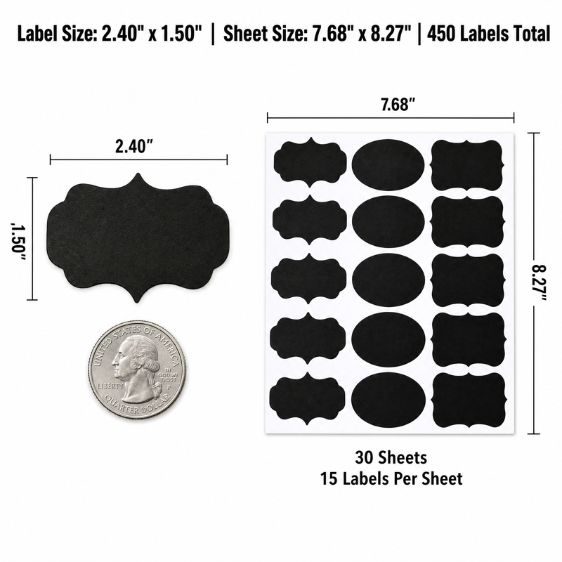 Waterproof Chalkboard Labels 450pcs - Reusable Self-Adhesive Kitchen & Pantry Stickers