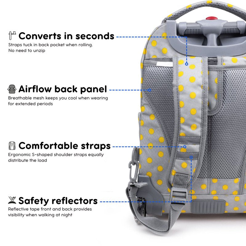 Kids Rolling Backpack with Insulated Lunch Bag - School & Travel