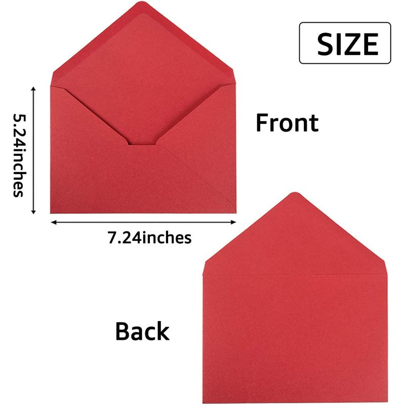 100Pcs A7 Colorful Envelope Set for Invitations & Cards - 5x7in Multi-Color