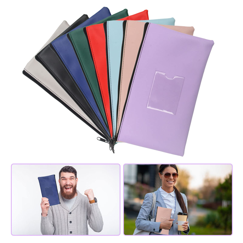 8-Pack Colorful Security Bank Deposit Bags with Transparent Window - 11x6 Inches