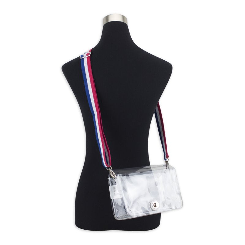 Clear Crossbody Bag with Webbing Strap - Multiple Colors