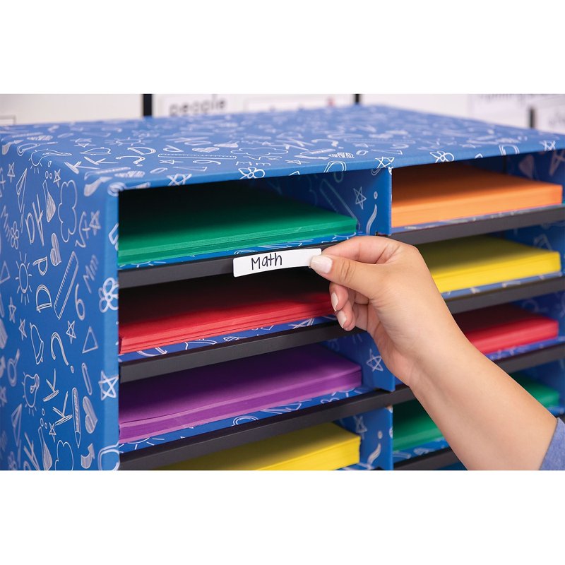 Classroom Literature Organizer with 30 Compartments - Blue, 28.5 x 12.375 Inches