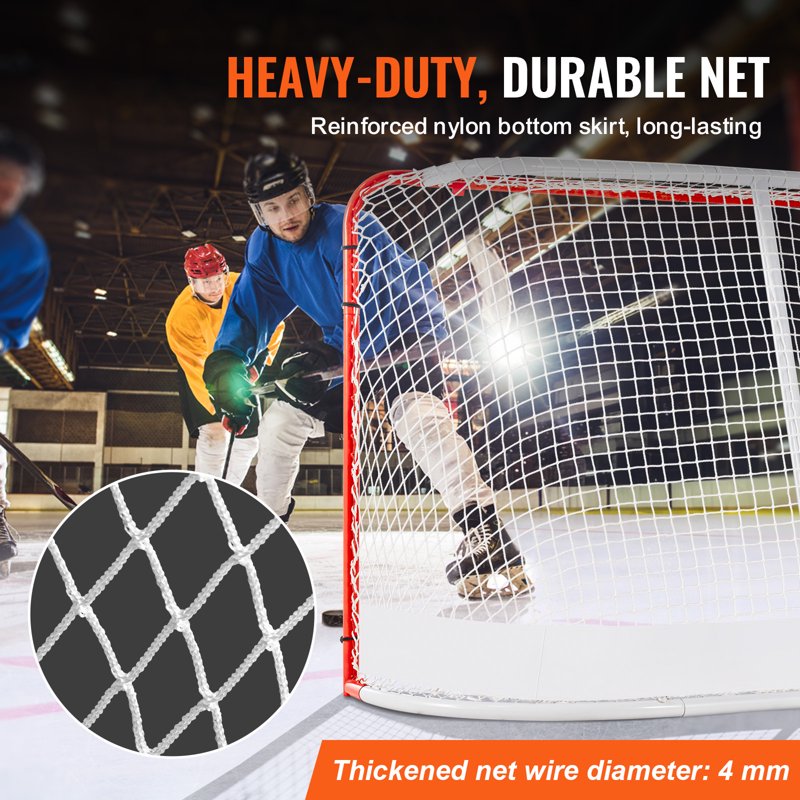 Portable Hockey Goal Net 72x48 Inches Steel Frame Indoor Outdoor Sports Equipment