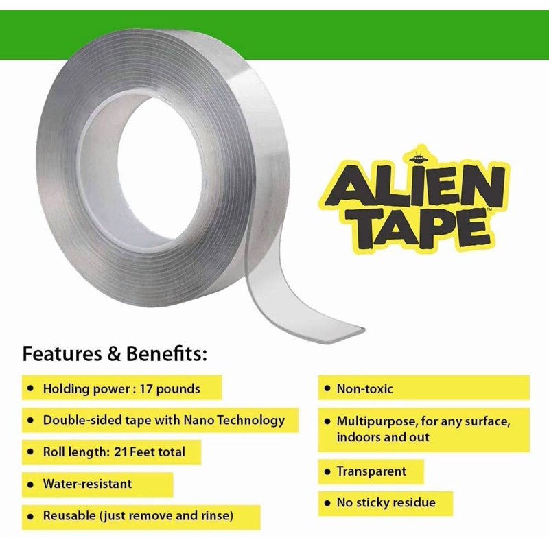Nano Double Sided Mounting Tape - Heavy Duty Transparent Adhesive, 21 ft