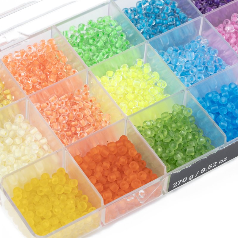 Neon Glow Seed Bead Assortment with Storage Case - 4000 Pieces, 270g, Craft Jewelry Supplies