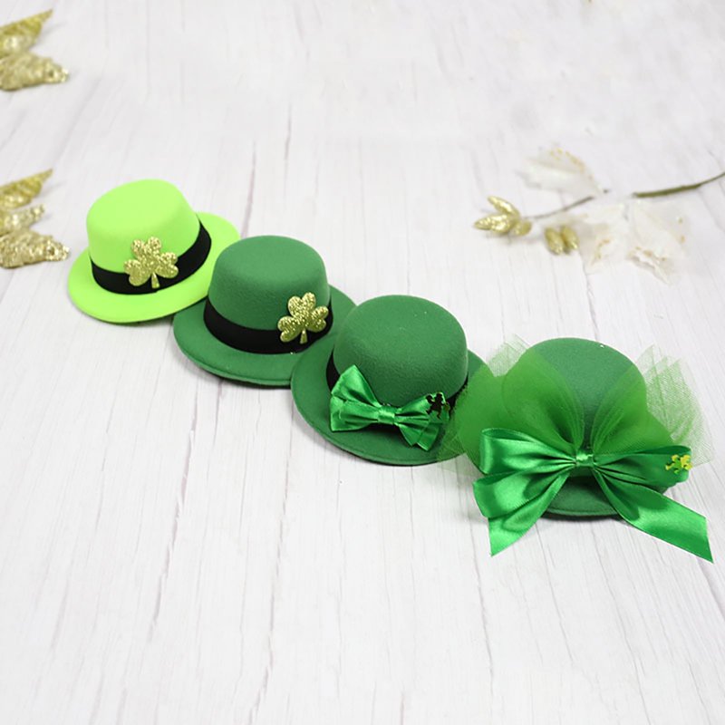 St. Patrick's Day Green Top Hat with Shamrock for Adults & Kids - Party Accessory