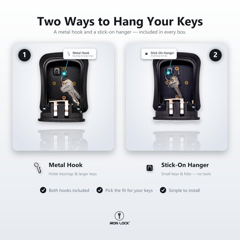 Medium Wall-Mount Key Lock Box Waterproof Heavy-Duty Metal Safe with 4-Digit Code