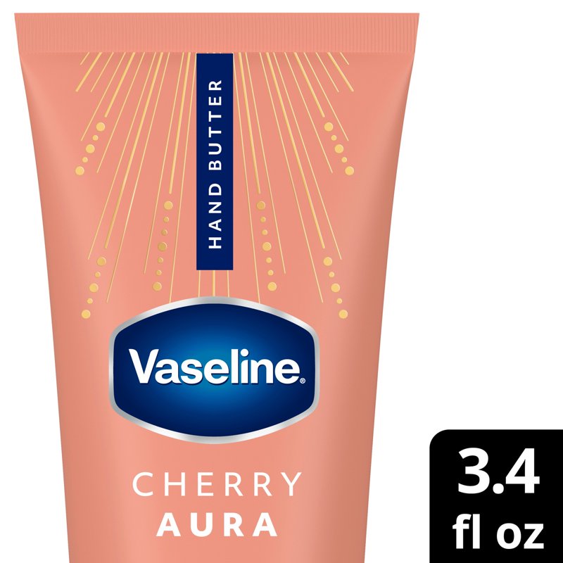 Vaseline Hand Butter for Dry Hands with Cherry Scent - 72HR Moisture, Nourishing 3.4 fl oz
