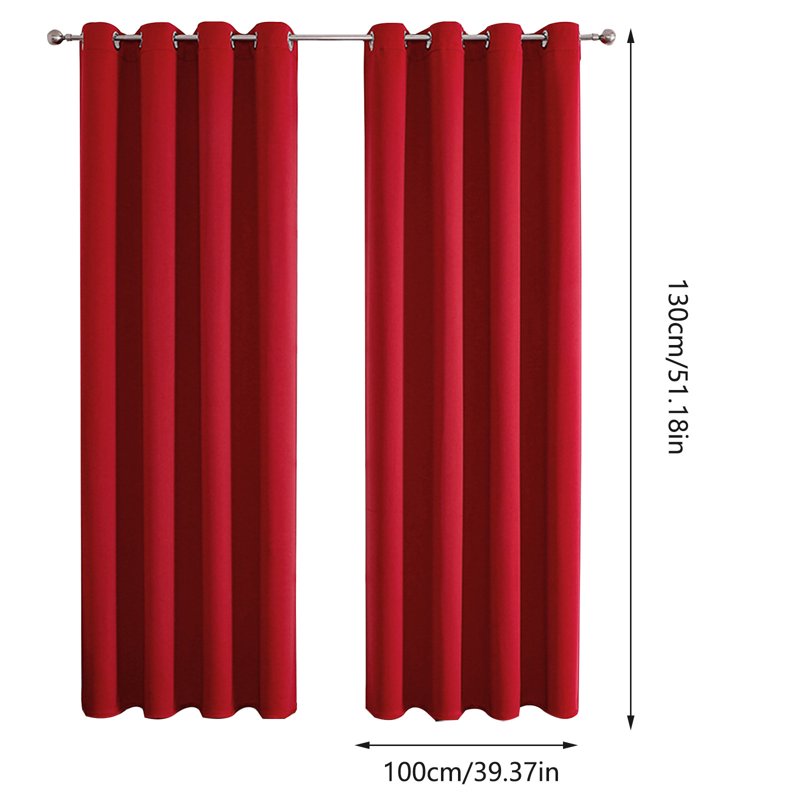 Blackout Curtains 51 Inch Long 2 Panels Set - Thermal Insulated Drapes for Bedroom & Living Room (W39 x L51 Inches, Red)