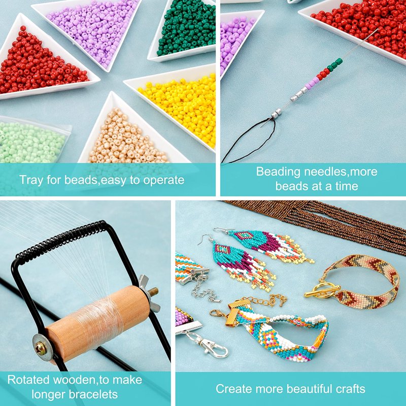 Bead Loom Kit for Jewelry Making - Seed Beads, Accessories & Gift Set