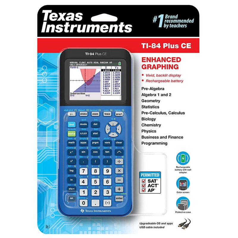 Texas Instruments TI-84 Plus CE Graphing Calculator Bionic Blue 7.5 Inch
