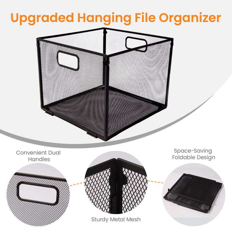 Mesh Metal Hanging File Organizer with Detachable Stackable Design - Medium