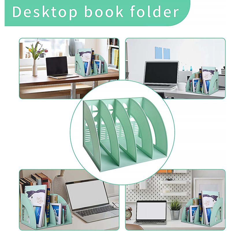 Desktop File Organizer with 4 Compartments - Office & Home Desk Storage