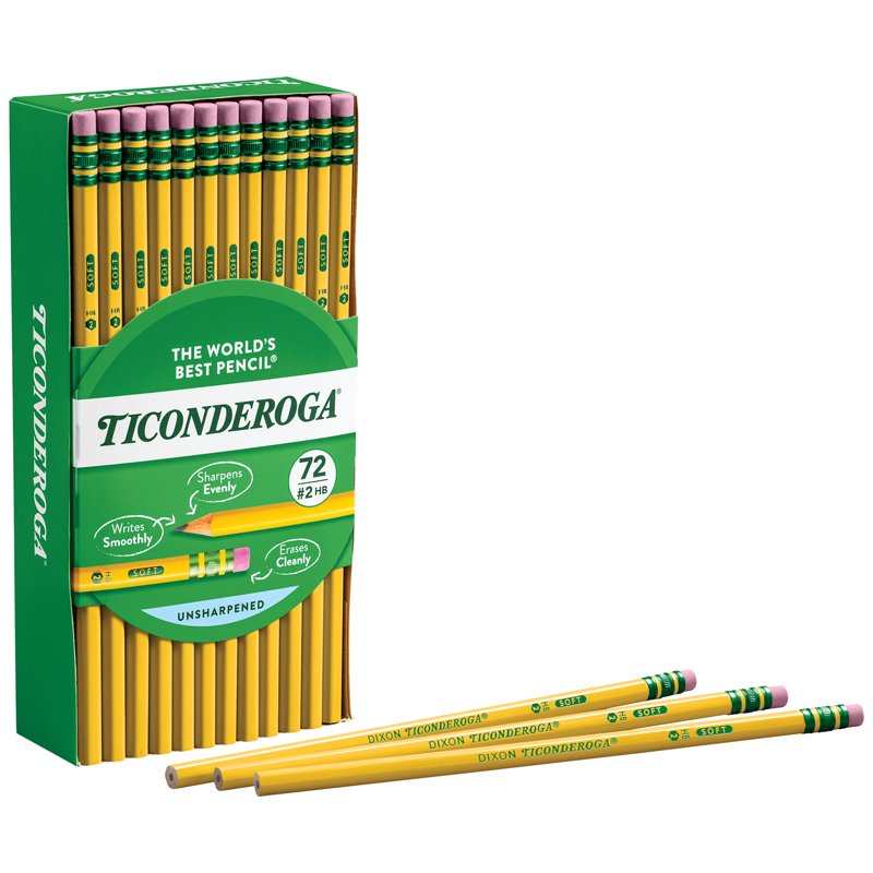 72 Pack HB Pencils with Erasers - Yellow Wood-Cased #2 Writing Pencils