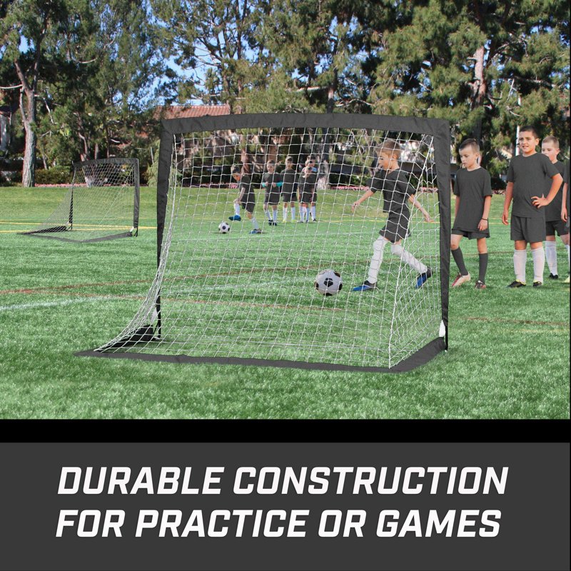 GoSports 4 Ft x 3 Ft Soccer Goal Set - Pop Up Portable Goals for Backyard, Black (Variation: Black) - Set of 2