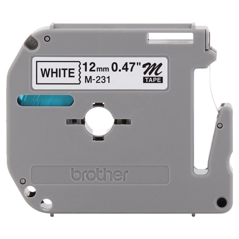Brother M2312PK 12mm x 26.2ft Black on White Label Tape - 2 Pack