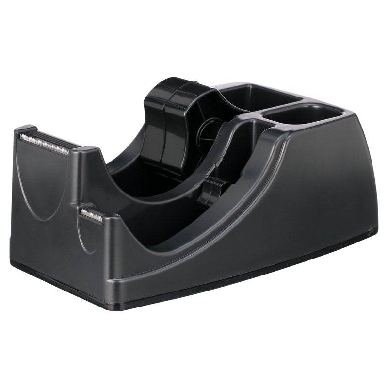 Heavy-Duty Multi-Purpose Tape Dispenser & Desk Organizer, Recycled Plastic, Black
