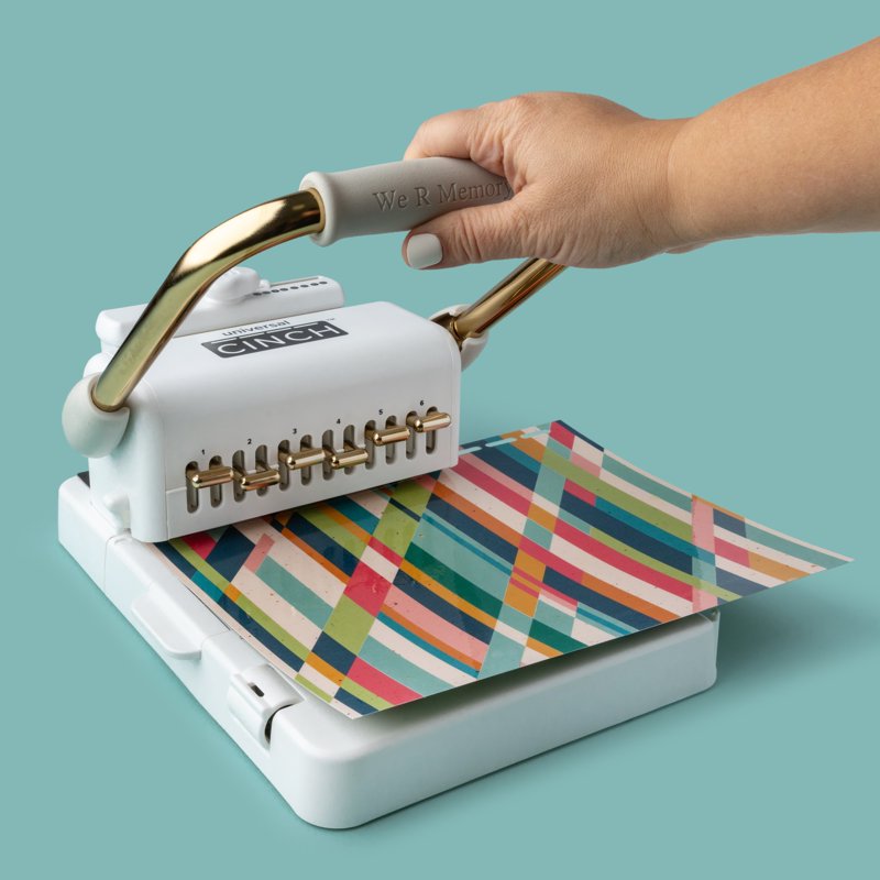 Universal Cinch Binding Tool for Journals Planners Crafts Gold & White