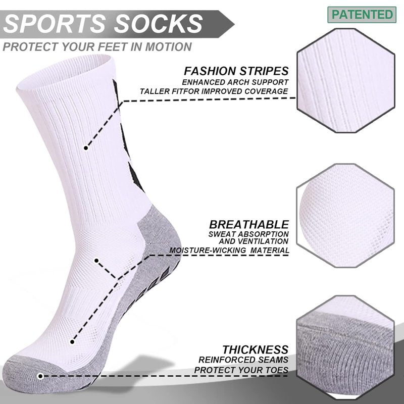 4 Pack Men’s Grip Socks Non Slip Soccer Socks - Black White Blue Red - Variation: BlackWhiteRedLlue-Set03