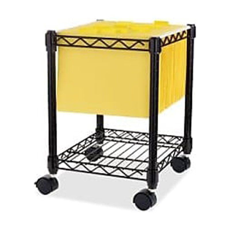 Mobile Wire Filing Cart 15.5 x 14 x 19.5 Inch with Storage Shelf - Durable Metal Frame