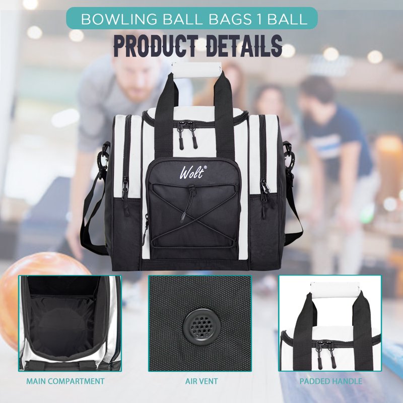 WOLT Single Bowling Ball Tote Bag Beige — Shoes Up to Men’s 14, Padded Ball Holder