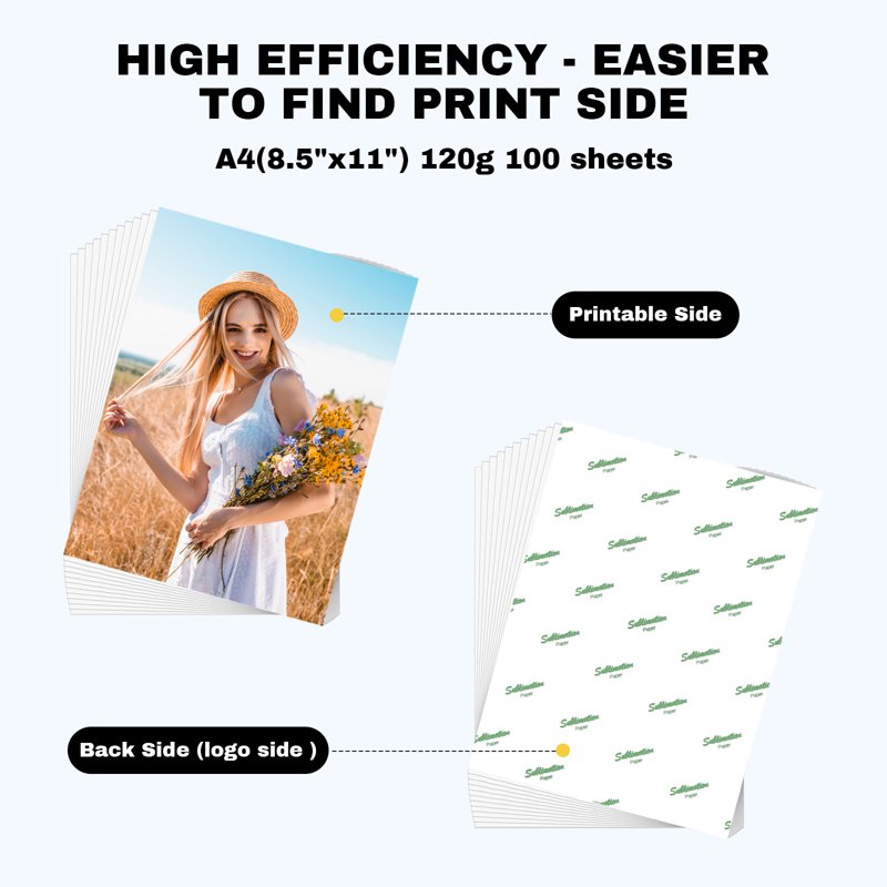 Sublimation Paper A4 100 Sheets 120gsm for Inkjet Transfer Printing