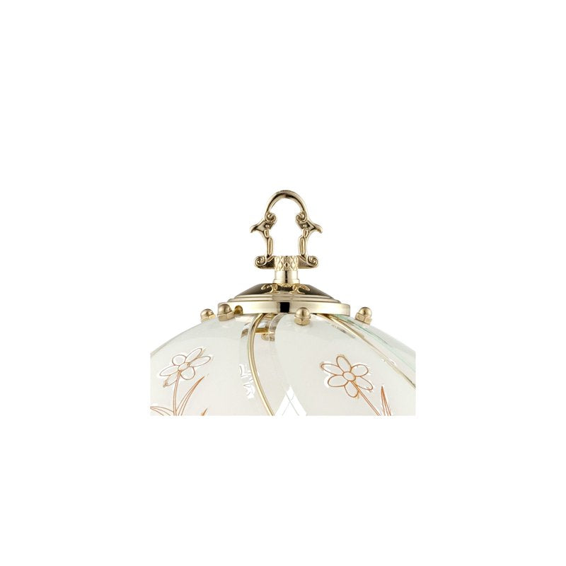 Traditional Accent Table Lamp with Floral Etched Glass Shade - Touch Control, Brass Finish, 15"