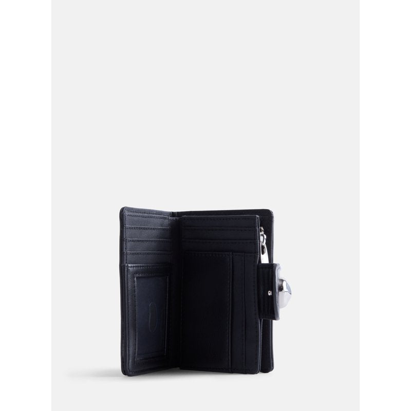 Women's Faux Leather Tab Indexer Wallet with Card Slots - Black & Burnt Olive