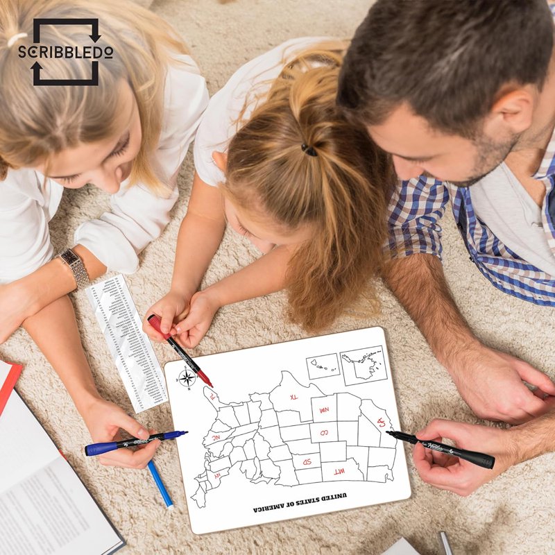 United States Map Whiteboard - 11x14 Classroom Dry Erase Board for Learning