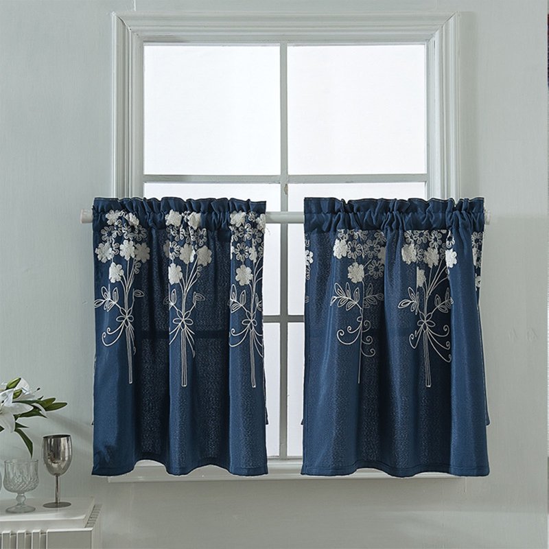 Blackout Cafe Curtains for Small Windows - Thermal Insulated Water-Resistant Short Kitchen & Bathroom Drapes